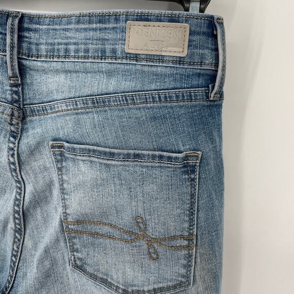 Levi's Denizen Skinny Jeans Womens Sz 27 Light Wash Raw Hem Cuffed Stretch - Picture 8 of 9
